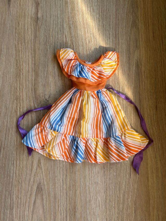 Vestido Nancy Original 80s Rayas Naranja