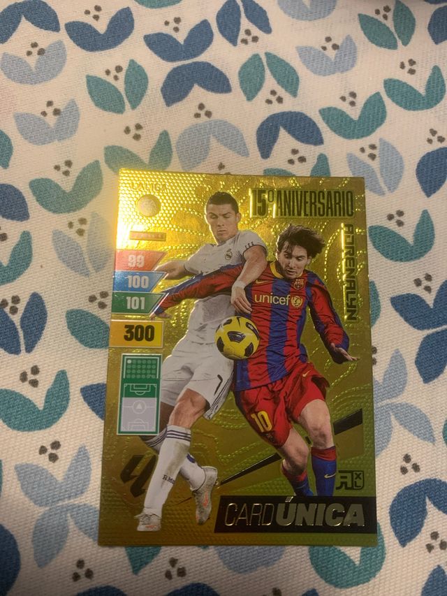 Cromo Card Única Messi Cristiano Panini 15º Aniver