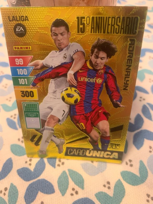 Cromo Card Única Messi Cristiano Panini 15º Aniver