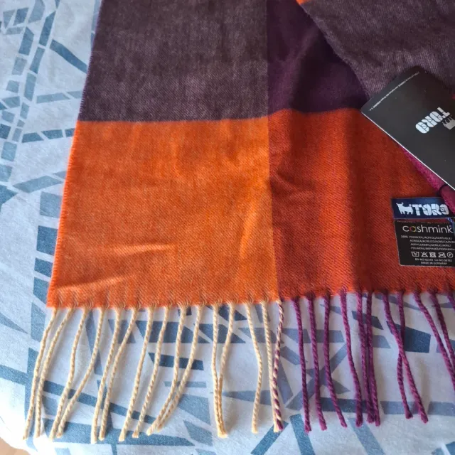 Bufanda TORS cuadros naranja y morado