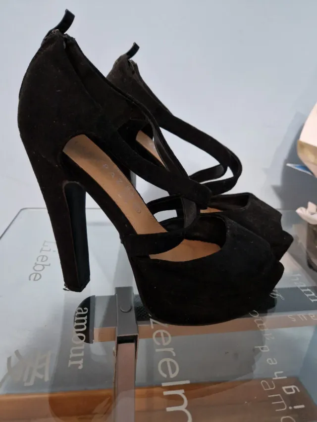 Sandalias tacón plataforma negras talla 39