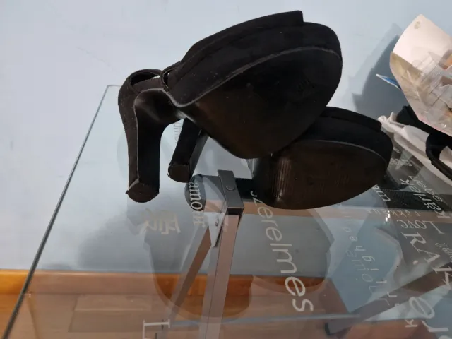 Sandalias tacón plataforma negras talla 39