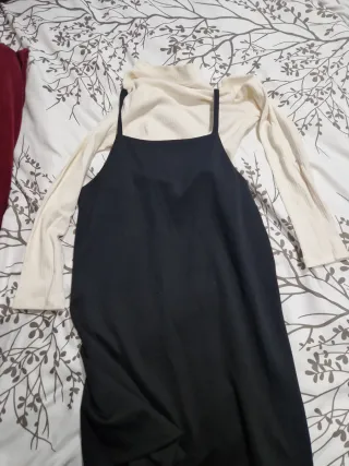 Vestido niña beige y negro