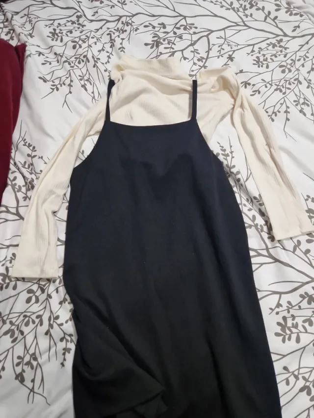 Vestido niña beige y negro