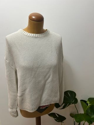 Jersey Bershka blanco tejido verano