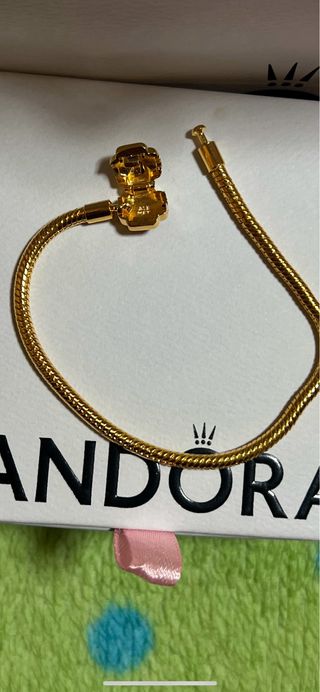 Pulsera Pandora Oro Flor Roja