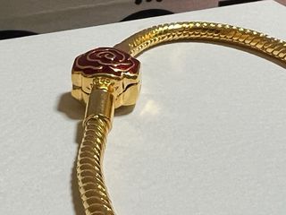 Pulsera Pandora Oro Flor Roja