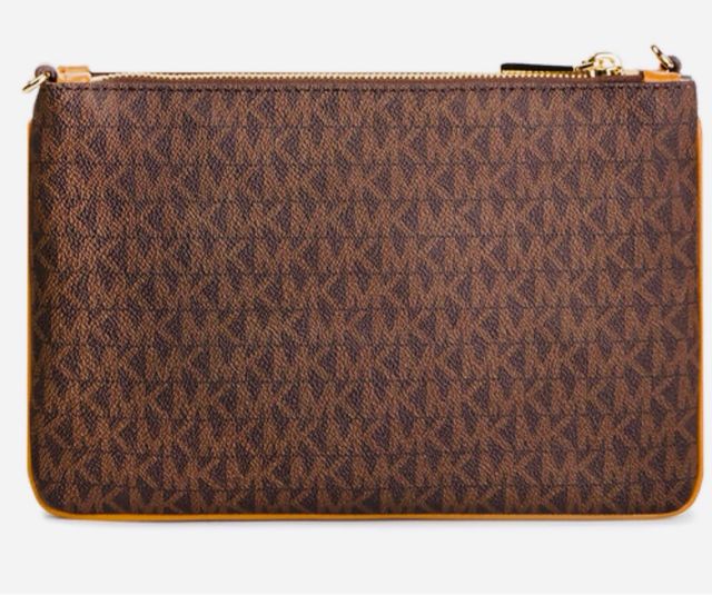 Bombonera Michael KORS dorada y marrón con neceser