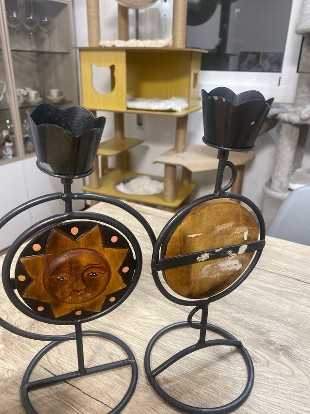 Set 2 Portacandele, Scatola, Cornice Foto Sole/Luna