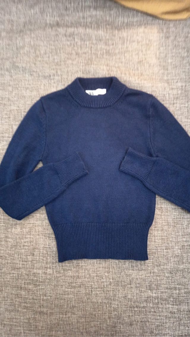 Jersey azul cuello alto Zara