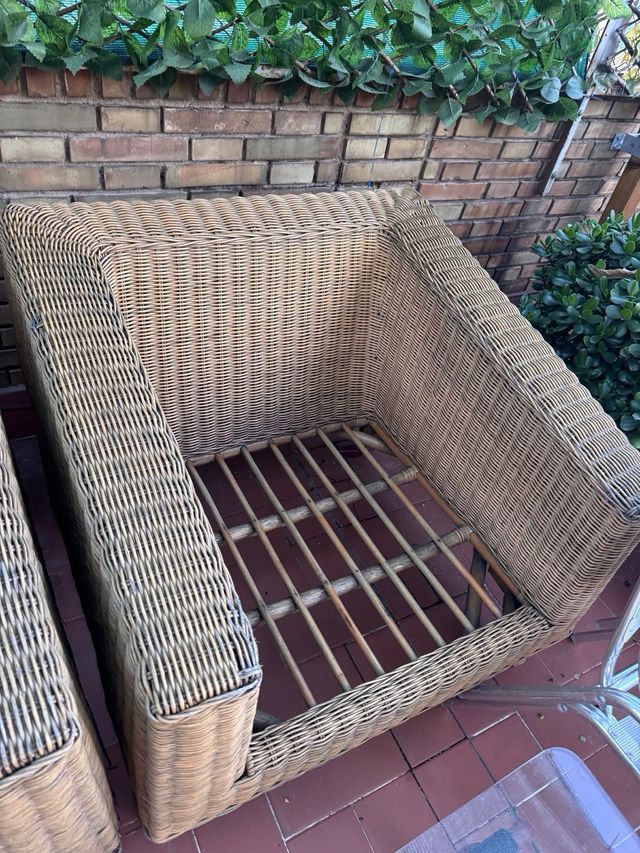 Butaca de bambú y mimbre
