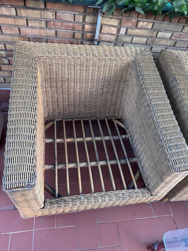 Butaca de bambú y mimbre