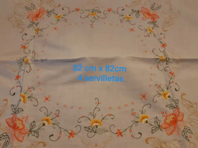 Tavolo tovaglia ricamata 82x82cm con 4 tovaglioli
