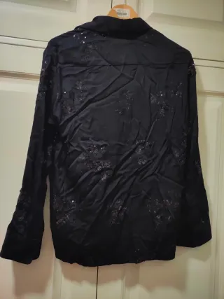 ZARA - Camisa lentejuelas negra