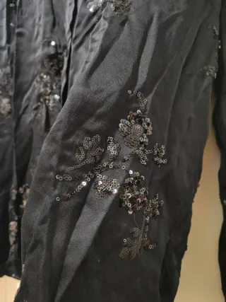 ZARA - Camisa lentejuelas negra