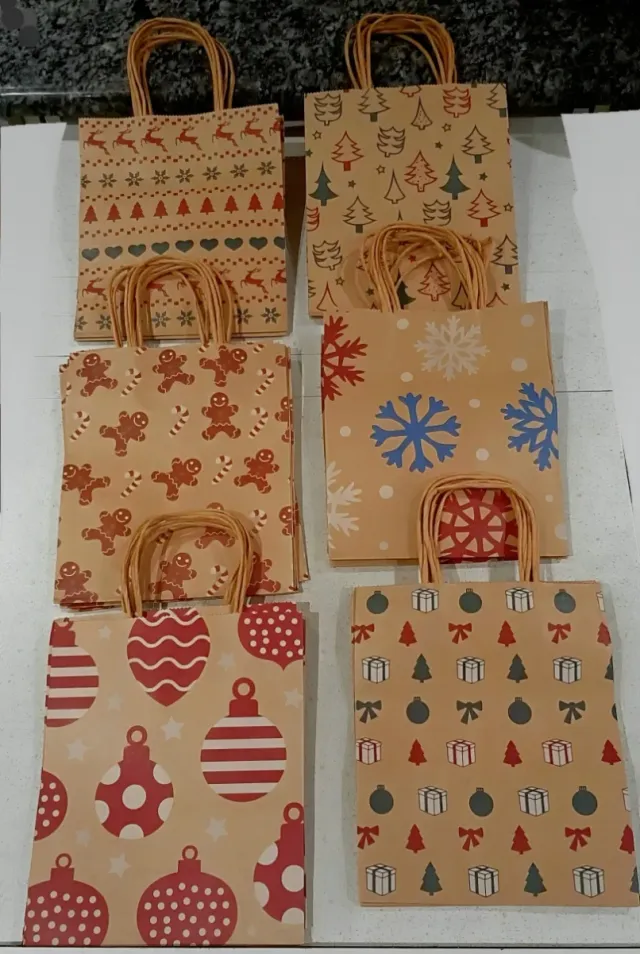 Lote 24 BORSE medie KRAFT NATALE 23x19x9,1 cm