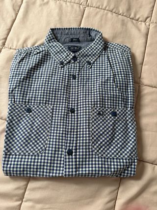 Camisa Armani Jeans Slim M Cuadros Azul/Blanco