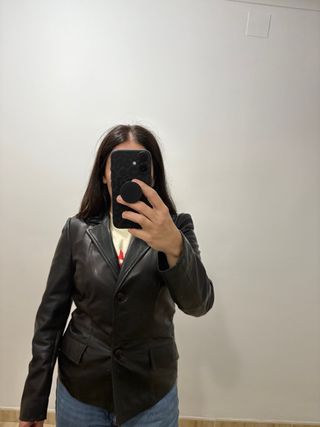 Blazer de piel negro
