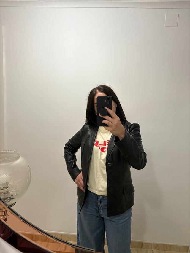 Blazer de piel negro