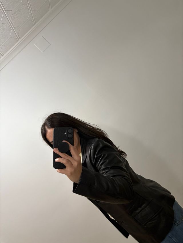 Blazer de piel negro