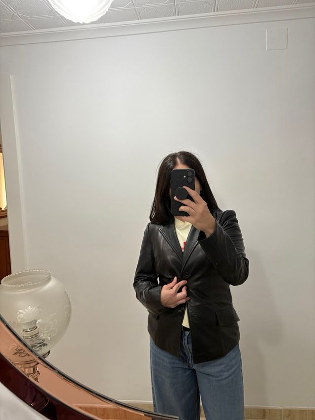 Blazer de piel negro