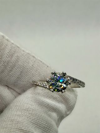 Anillo Plata 925 Moissanita 1ct Banda