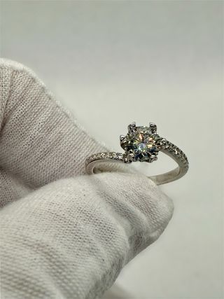 Anillo Plata 925 Moissanita 1ct Banda