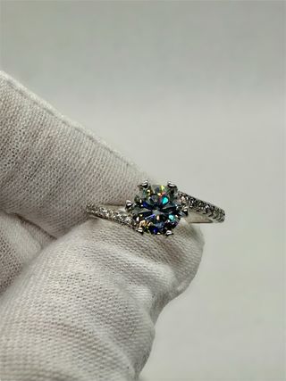 Anillo Plata 925 Moissanita 1ct Banda