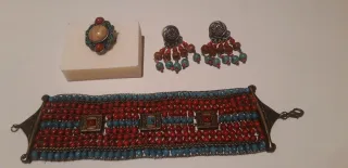Conjunto Étnico Artesanal: Pulsera,anillo y pendie