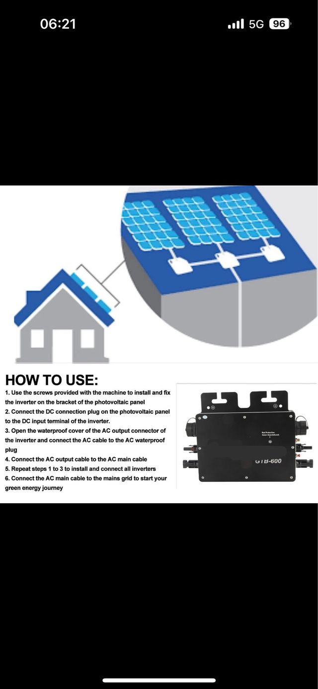 Micro Inverter Solare Grid 600W Controllo Wi-Fi
