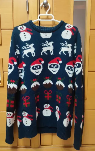 Jersey Navideño Azul con Muñecos de Nieve