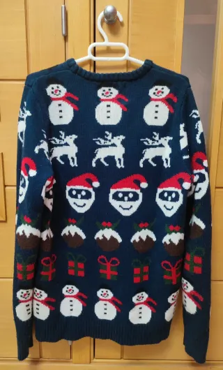 Jersey Navideño Azul con Muñecos de Nieve