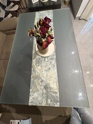 Mesa comedor extensible gris 140-240