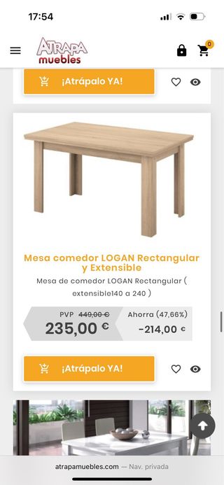 Mesa comedor extensible gris 140-240