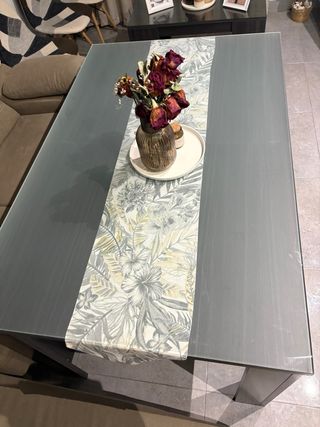 Mesa comedor extensible gris 140-240