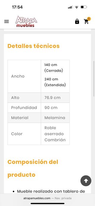 Mesa comedor extensible gris 140-240