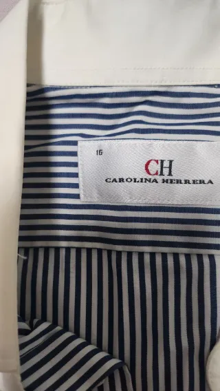 Camisa Carolina Herrera Talla M Rayas Azul Blanco