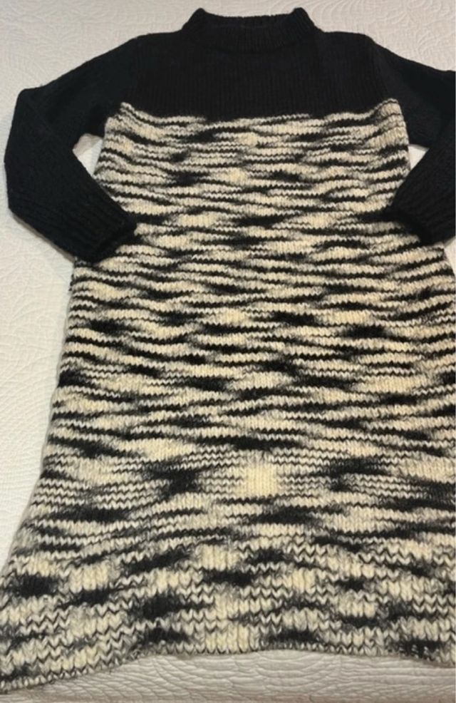 Vestido Lana Negro y Blanco Talla S