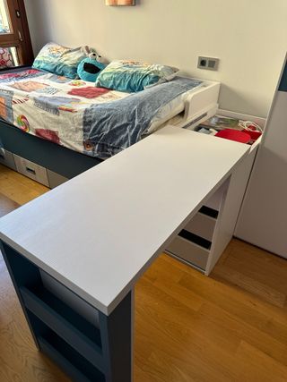 Mesa estudio extensible con baúl y cajones