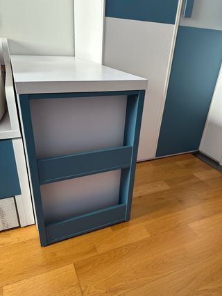 Mesa estudio extensible con baúl y cajones