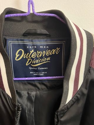 Cazadora Zara Bomber Negra Multicolor