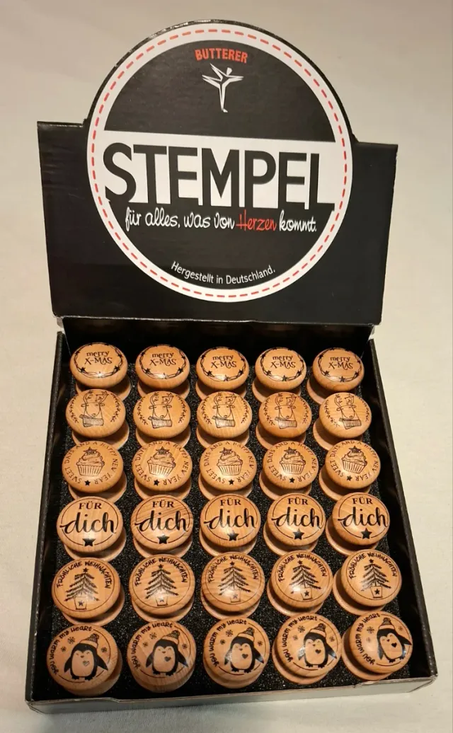 Sellos de Caucho / Madera navideños caja con 30uds