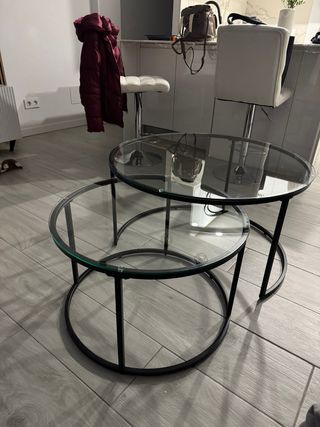 Tavoli Nido Rotondi in Cristallo e Metallo