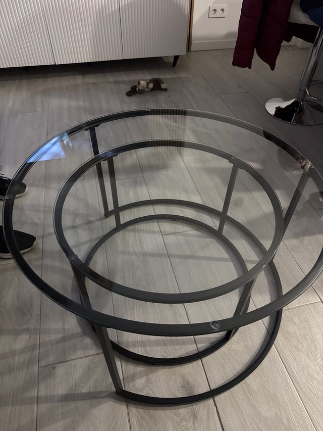 Tavoli Nido Rotondi in Cristallo e Metallo