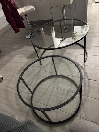 Tavoli Nido Rotondi in Cristallo e Metallo