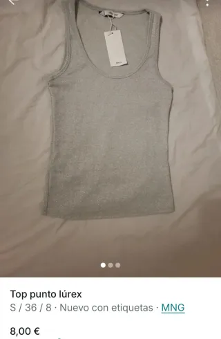 Top lúrex MNG plateado talla S