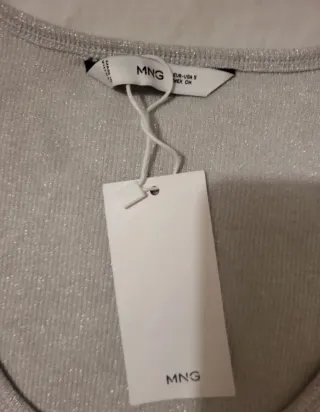 Top lúrex MNG plateado talla S