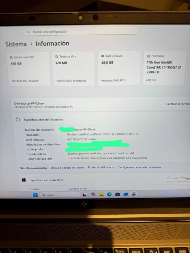 HP ZBook Firefly 15 G8 – i7 11ª Gen / 48GB RAM 