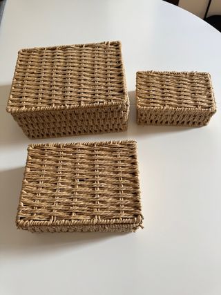 Scatole organizzative in iuta e vimini