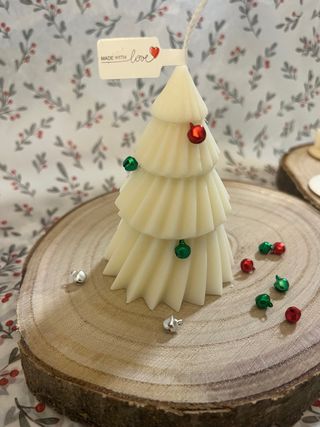 Candela Albero Natale Cera Soia Decorata